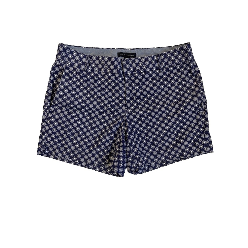 Banana Republic Womens 4 Navy Geometric Twill Chino Shorts Resort Summer Capsule